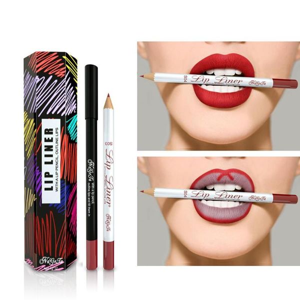 

12 colors long lasting lip liner pens easy color makeup lasting non halo dyeing smooth natural matte lipliner pencils set
