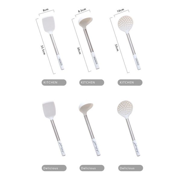 

kitchen serving utensil set stainless steel metal handle cooking tools cooking utensils kitchenware