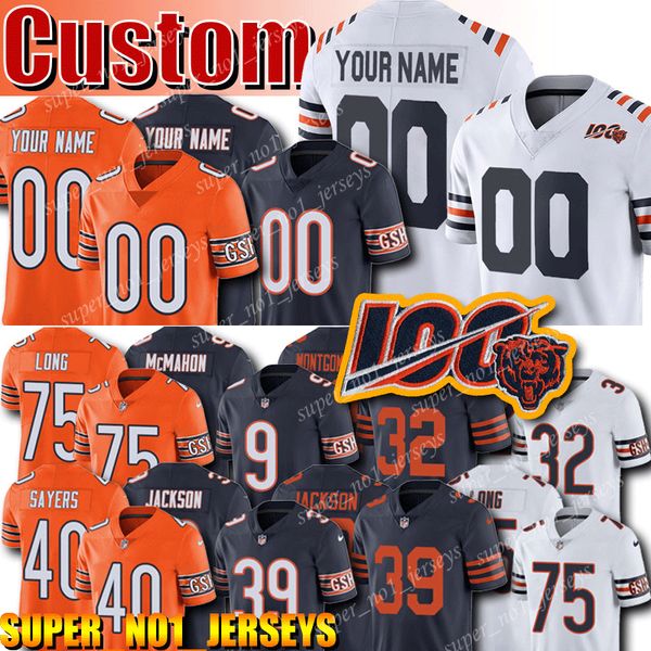 

chicago 9 nick foles bear custom 32 david montgomery 39 eddie jackson jersey 17 anthony miller 23 kyle fuller ted ginn jr. football jersey, Blue;black