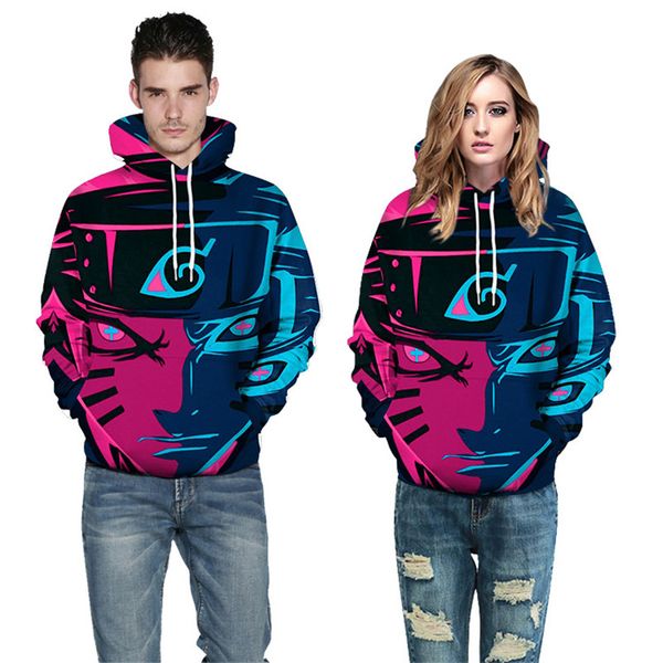 

naruto print mens designer hoodies fashion uzumaki cartoon perpetual print womens hoodies casual couple matching clothes, Black