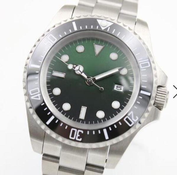 

outdoor 44mm green dial stainless steel bracelet automatic sapphire mens watch watches with luminous hands and markers unidirectional beze, Slivery;brown