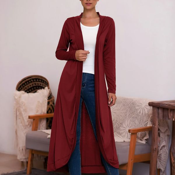 

wholesale-cardigan women autumn winterfashion slim solid long section coat long sleeve cardigan wild outwear, Tan;black