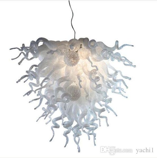 

clear white hand blown glass art chandelier light chihuly style italian style designed modern art murano glass chandelier