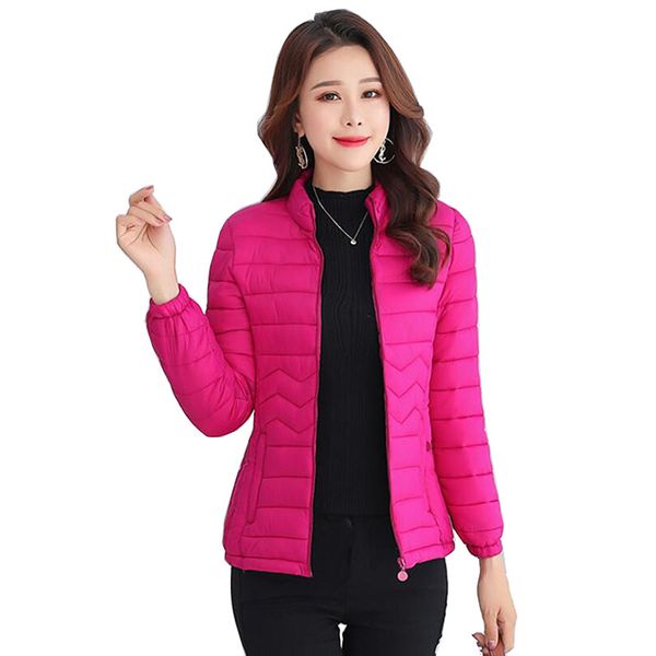 

female down coat 2019 spring winter women korean version solid color cultivating outwear cotton padded warm jacket outwear zx274, Black;brown