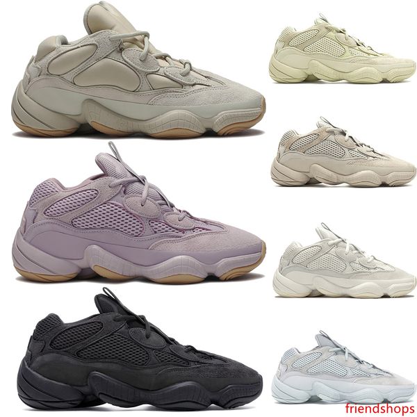 

new desert rat 500 soft vision kanye west running shoes stone bone white utility black salt 3m reflective men women designer sport trainers