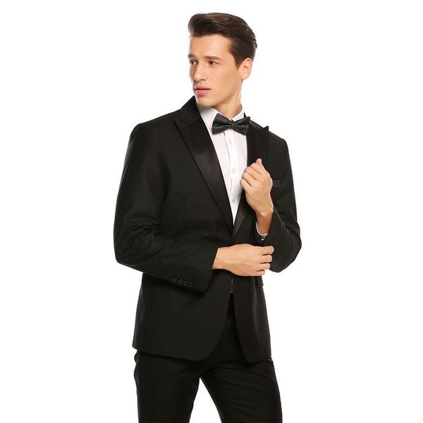 

latest designs men suits for wedding black groom tuxedos slim fit male jacket handsome costume homme terno masculino 2piece trajes de hombre, Black;gray