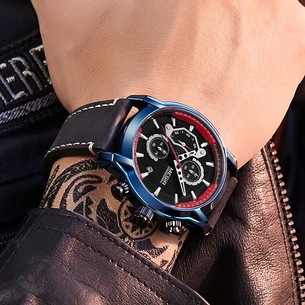 

megir men sport watch waterproof luminous chronograph quartz army watches clock men relogio masculino, Slivery;brown