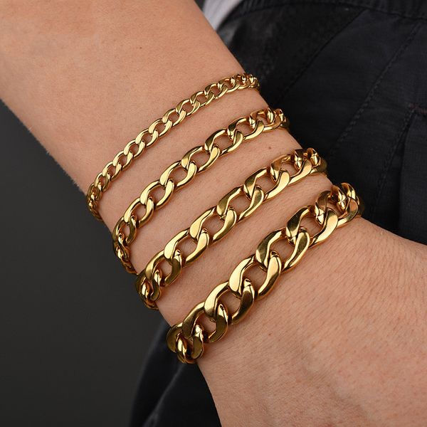 

simple chaoshan men and women bracelet gold silver stainless steel hollowed bracelet 3.5/4.5/5/7.5/9.5/11.5/13mm size optional, Black