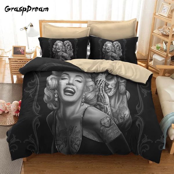 

new luxury 3d marilyn monroe 3 pcs quilt cover bedding set duvet cover sets pillowcase twin/full//king size