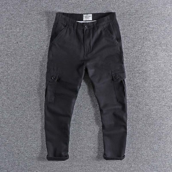 

2020 new high support, heavy weight, super texture, multi pocket overalls for men, loose straight tube trend casual pants 0308, Black