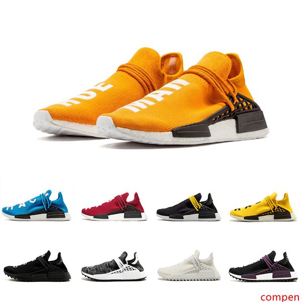 

with box orange human race trail running shoes nerd black cream men women pharrell williams hu runner yellow white red sports runner sneaker