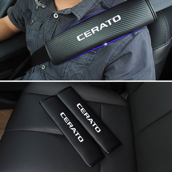 

2pcs pu reflective car seat belt shoulder pads safe seat belt cover for kia cerato car styling auto parts