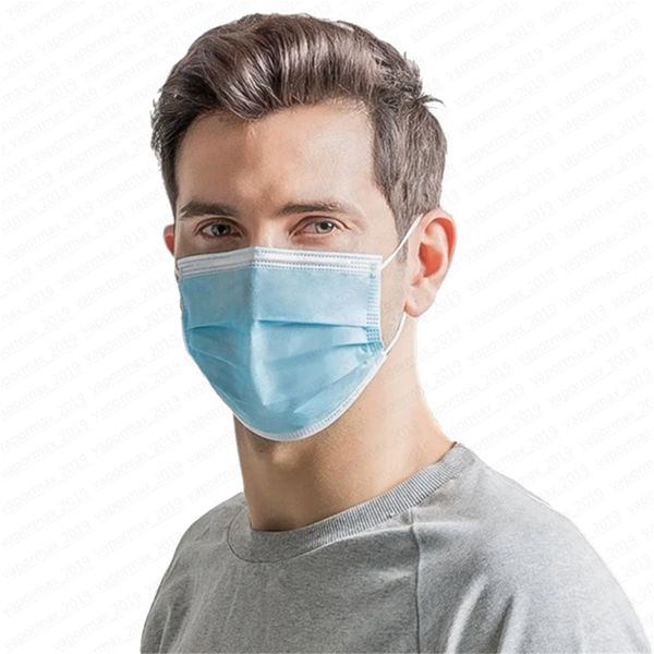 

non woven disposable mask men 3 filter dental earloop activated carbon anti-dust face mascherine blue masks protection masque