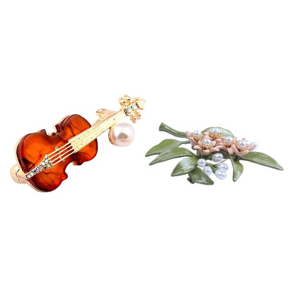 

pins, brooches 1pcs jewelry orange flower tree natural pearls brooch & violin men's suit badge british, Gray