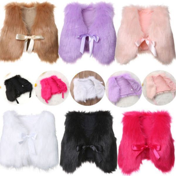 

autumn fashion new baby girl faux fur vest waistcoat kid warm winter jacket outwear coat, Blue;gray
