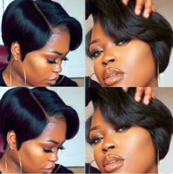 

europe and the united states explosion models african black short hair bob head wig chemical fiber high temperature silk hood