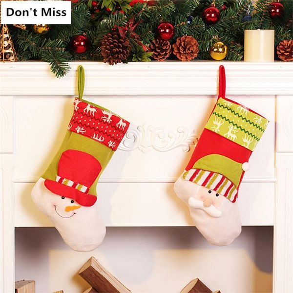 

счастливого рождества подарочные пакеты рождественская елка украшения 2 шт. лот санта-клаус + снеговик чулки санта-мешки новый год декор