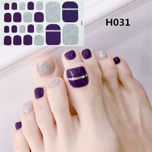 

22tips/sheet toe nail stickers waterproof fashion toe nail wraps art full cover adhesive foil stickers manicure decals, Black