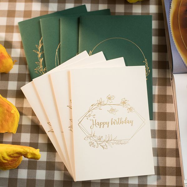 

4 pcs gilded garland gift card with envelop simple retro european thank you card greeting christmas blessing gift