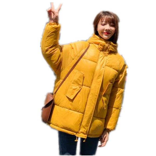 

oversize winter women jacket 2019 new glossy women parkas short hooded down cotton coat female thick loose snow wear h078, Black