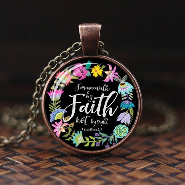 

quote bible verse pendant necklace art glass dome jewelry christian christmas jewelry mother sister anniversary gifts, Silver