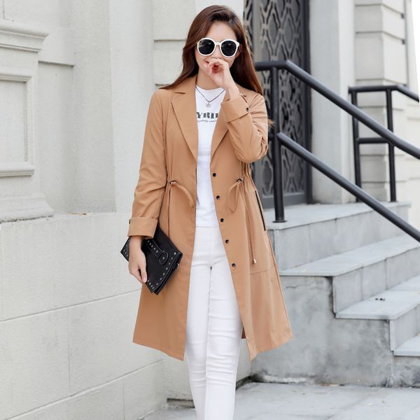 

plus size 5xl 7xl womens fashion women trench coat winter spring long coats ladies overcoat casaco feminino, Tan;black