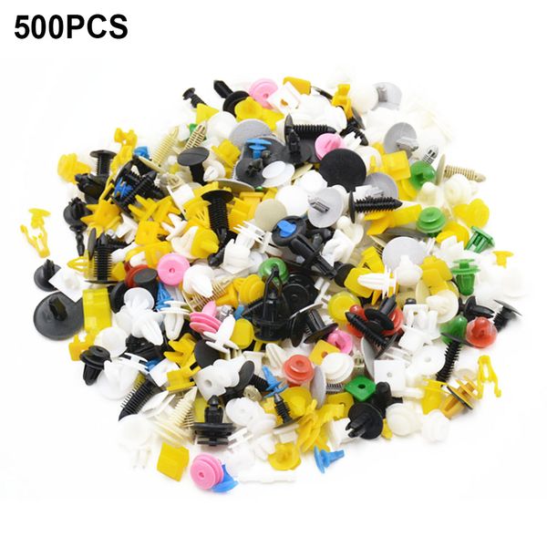 

500pcs push bumper universal car mixed color automotive door trim panel clip rivets pins