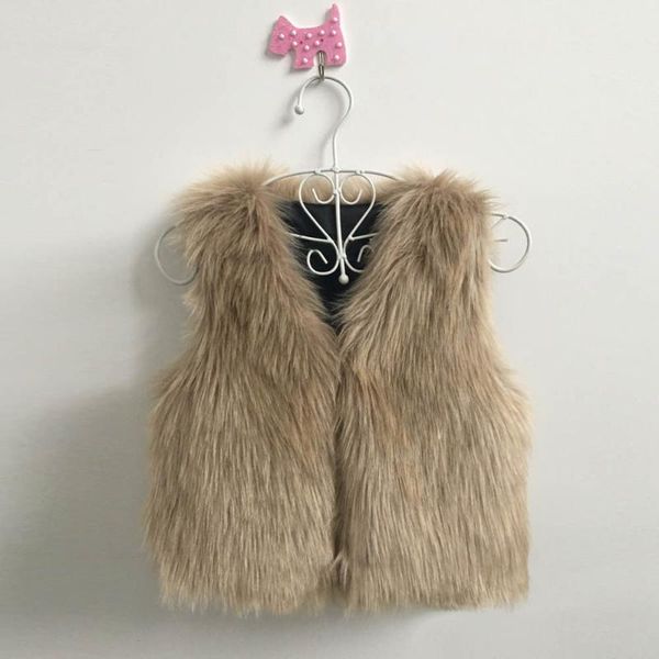 

toddler kids baby girl winter warm clothes faux fur waistcoat thick coat outwear girls' faux fur vest, Blue