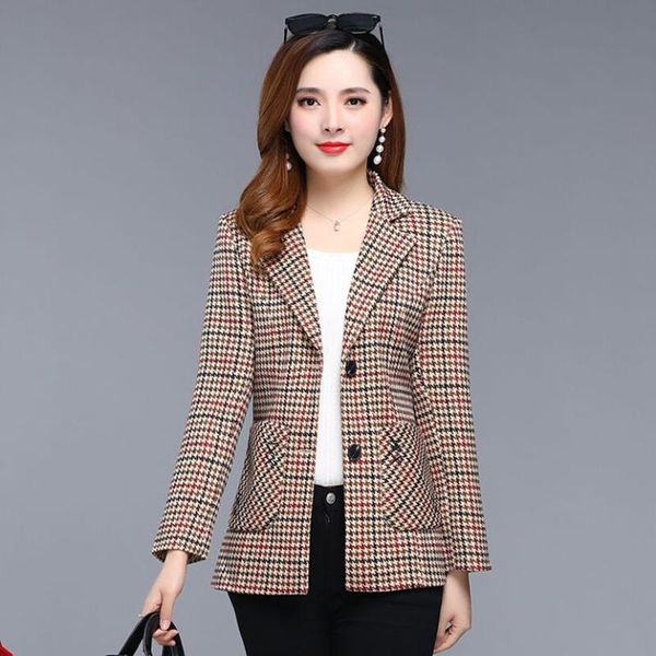

plaid women blazer plus size 5xl women's suit office ladies long sleeve korean female blazers and jackets, White;black