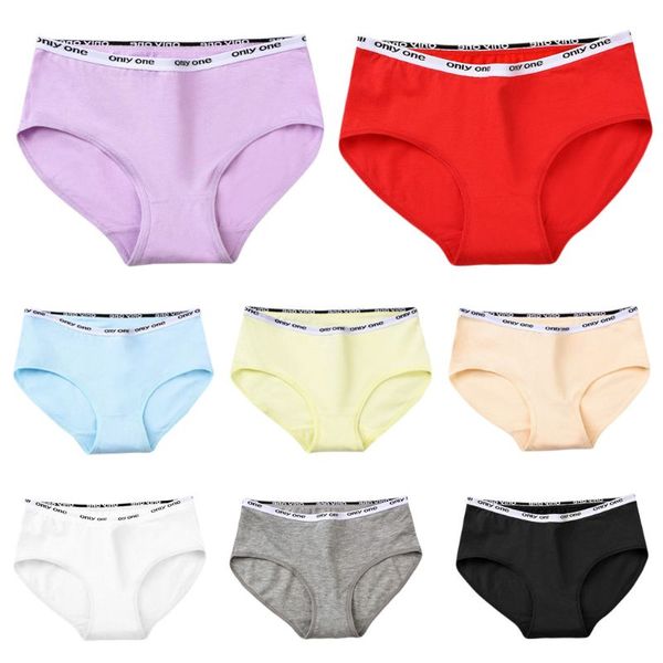 

women letters printed patchwork underwear elastic waist band candy solid color panties cotton briefs breathable, Black;white