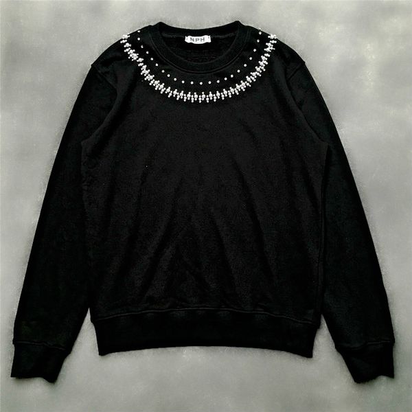 

mens designer hoodies givh5 new fashion brand luxury hand-made pearl-piercing and flash-drilling guard garment with neckline fast shipping, Black