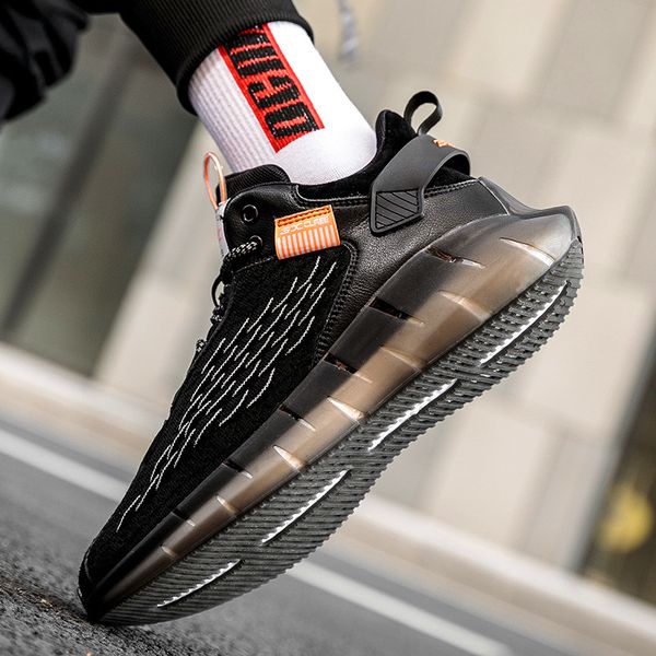 

мужских мода повседневных кроссовок мужчины дышащих кроссовки new красочного попкорн летать тканую сетку спорта кроссовок мужских, Black