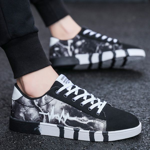 

heflashor 2019 men's breathable mesh comfortable lace sports shoes spring and autumn new fashion wild trend casual men's shoes, Black
