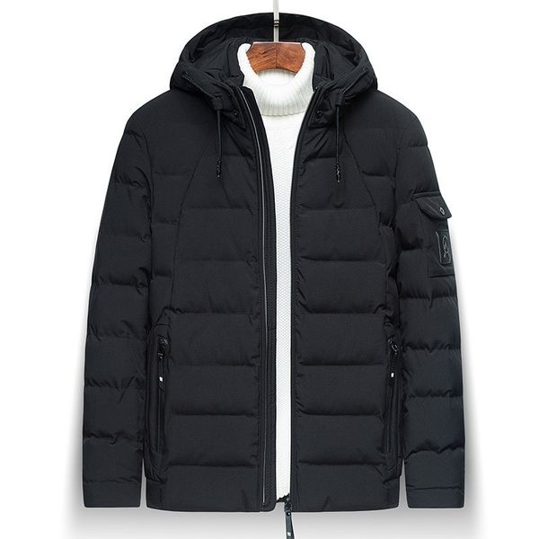 

zollrfea casual thickening hooded fashion windproof jacket winter down men coat parka jacket overcoat plus size 4xl ca0407, Black
