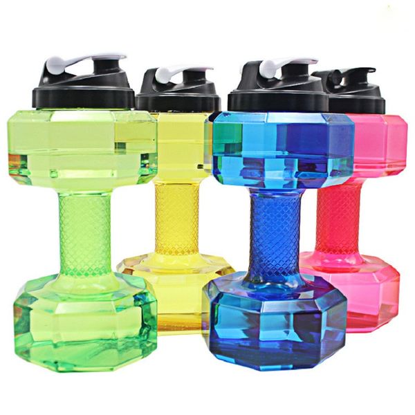 

sport gym bottle dumbbell shape 2.2l large capacity fitness cups pc pp material outdoor cycling creative kettle