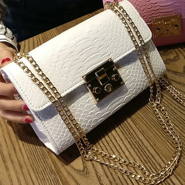 

fashion ladies crocodile flap bag designer handbags women bags 2019 black white small day clutch gold chain girls crossbody bags cj191205