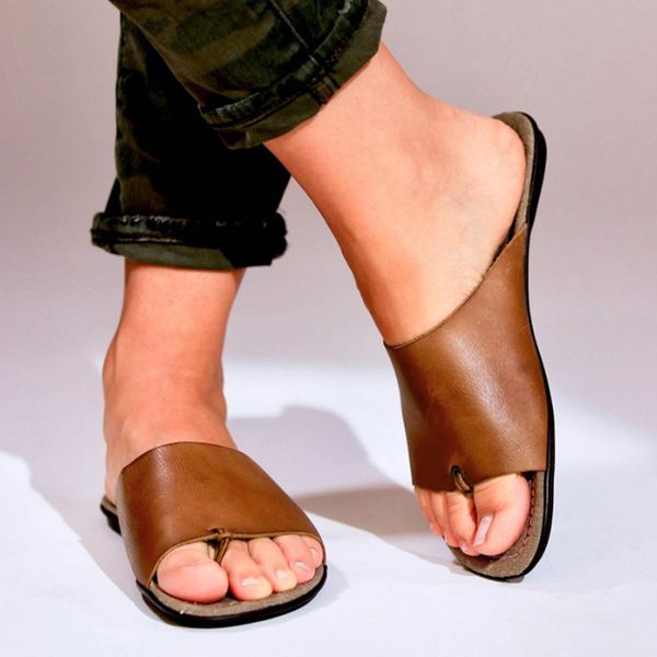 

sandals women casual thong 2021 fashion female brown flat slipper summer beach flip flop rome slip on slippers shoes d30, Black