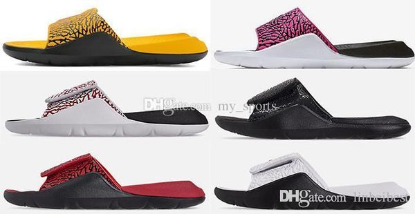 

hydro  v2 fire cracks critical 2019 soft bottom sandals designer slides jumpman men women 7s flip flops slipper, Black