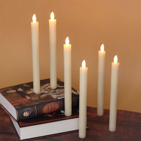 

set of 6 flameless flickering candles real wax candles led window taper candles with timer and remote control