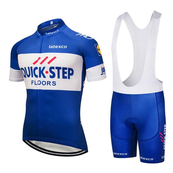 

blue quick step cycling team jersey clothing bike s men bicycle wear summer pro cycling shirts 20d gel pad bike bottoms, Black;blue