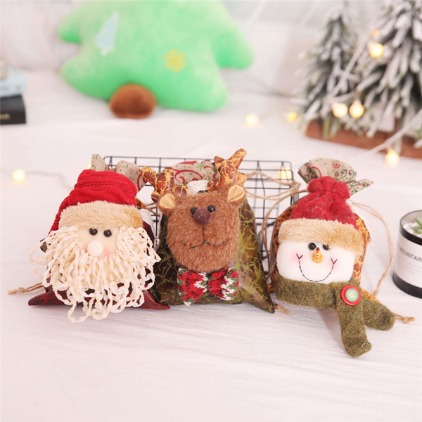 

merry christmas 2020 home decor santa claus snowman doll drawstring apple candy gift bags hangings regalos navidad dropship #