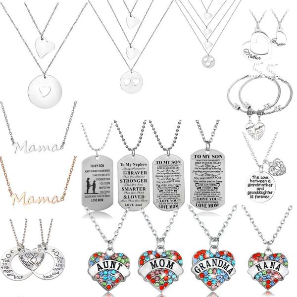 

necklace mother daughter sister brother son dad grandpa nana grandma mom aunt husband man family jewelry stainless steel/ alloy, Silver