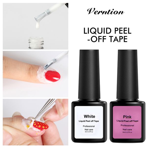 

nail gel verntion peel off pink white latex liquid protection finger skin tape defender cuticle easy coat 8ml art varnish, Red;pink