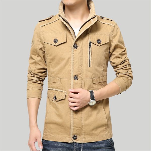 

2019 winter men bomber jacket thick thermal casual coats clothes, Tan;black