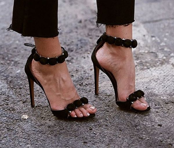 

women's sandals lovely heel-strap, Black