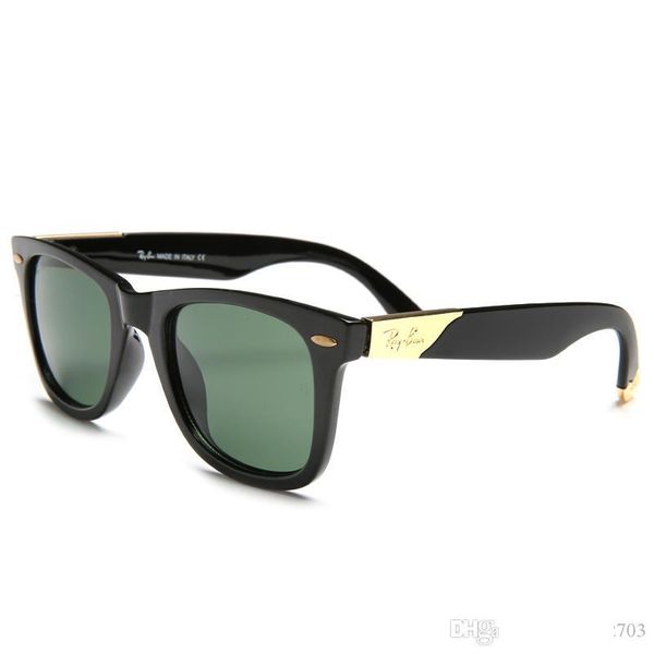 

1pcs new fashion designer men's classic vintage sunglasses metal frame black glass 58mm lens uv400 protection, White;black
