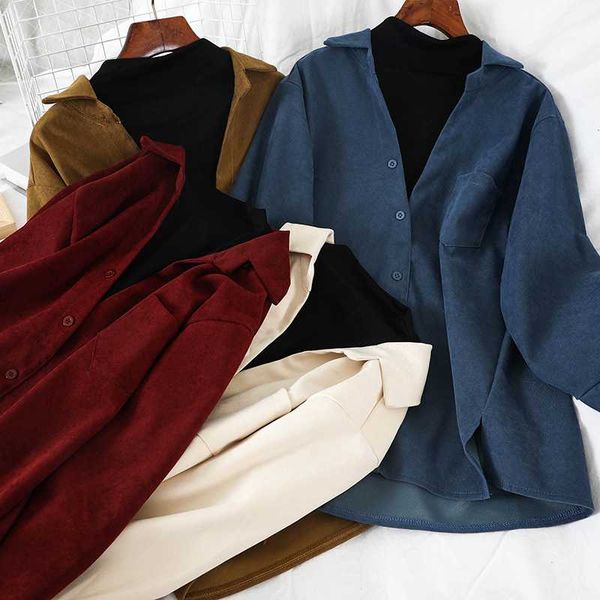 

fashion womens shirt chic turtleneck patchwork casual blouses autumn single-breasted turn-down collar ladies pocket blouses, White
