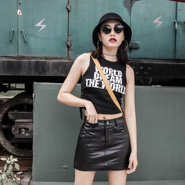 

womens sheepskin genuine leather solid black pockets shorts skirts trouser autumn fashion slim fit high waist zipper pantalon, White;black