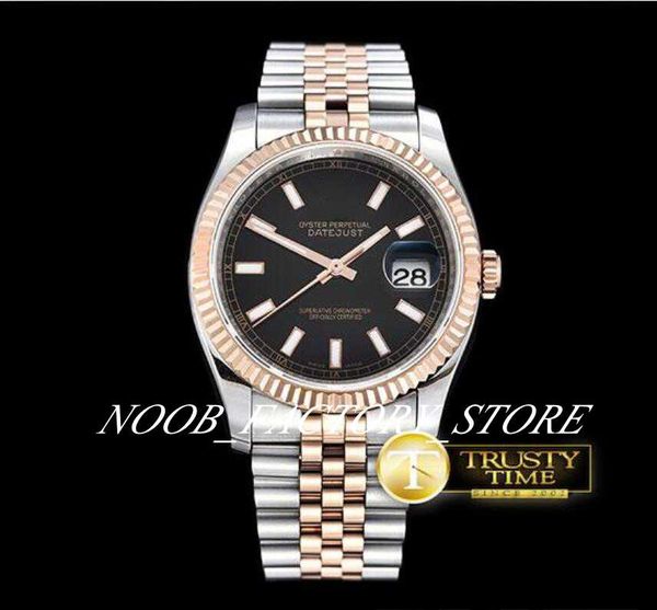 

luxury factory 36mm two tone rose gold jub flt rg/ss white thick lume sapphire luminescent dial diamond bezel rose gold automatic movement, Slivery;brown
