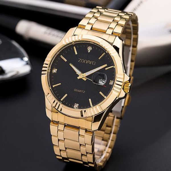 

men's luxury watch classic business quartz watch 3at world time alloy watchband mineral reinforced glass mirror, Slivery;brown